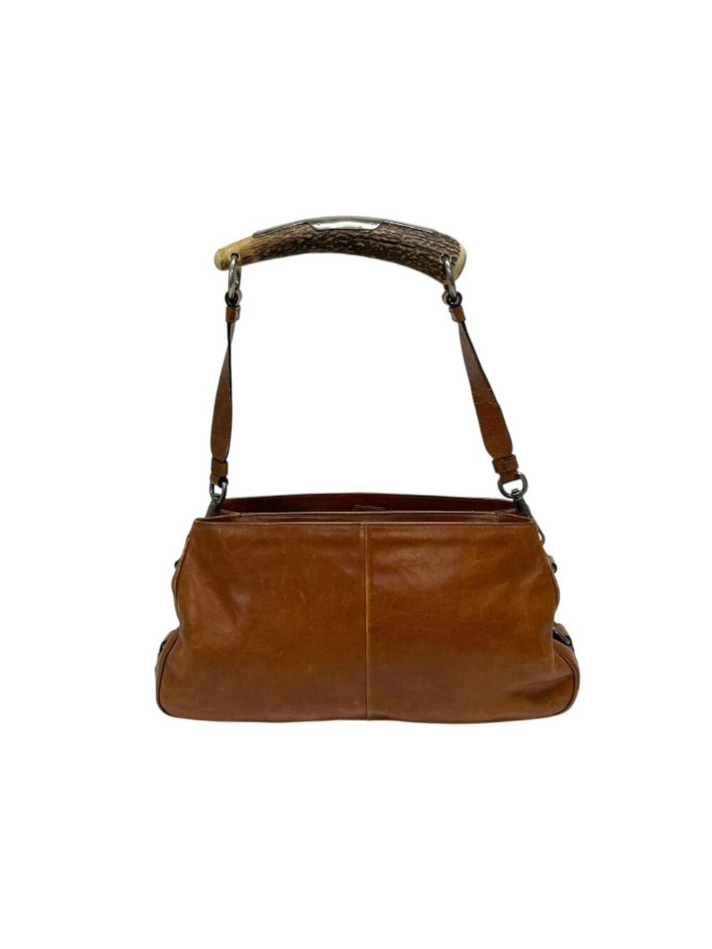 Saint Laurent Mombasa Bag Brown Leather Silver